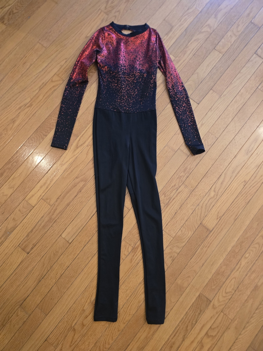 Weissman Black and Red Metallic Dance Jumpsuit